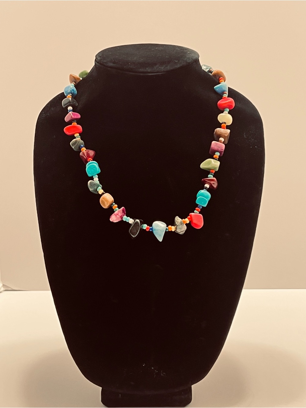 Multicolor Semi-Precious Chip Necklace - Colorful Beaded Women's Necklace